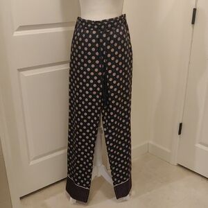 Banana Republic FOULARD SILK WIDE LEG PANT Chic Navy and Pink Patterned Pants S